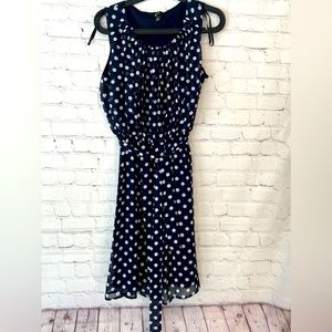 Women’s GNW Dress dark blue with white polkadots size 8